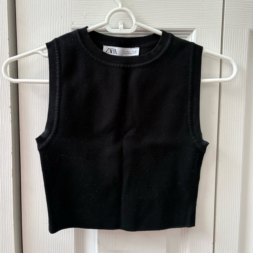 ZARA Black Basic Crop Top